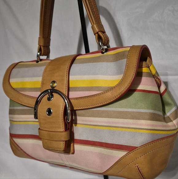 Vintage 04 Coach Soho-Hampton Striped Satchel - Picture 4 of 16
